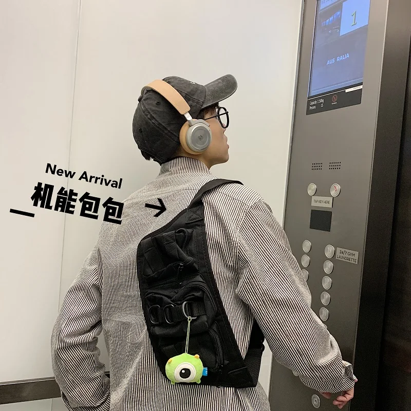 

Multi-function Waist Packs Men and Women Black Tactical Chest Bag Hip Hop Package Bum Pack Streetwear Cell Phone Small Pockets