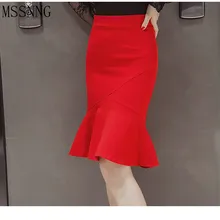 MSSNNG модная женская узкая юбка-карандаш облегающая деловая гофрированная юбка в стиле русалки Большие размеры Женская юбка офисная
