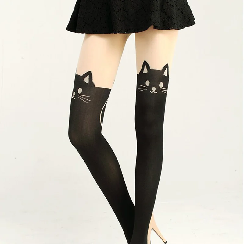 

2018 Newest Women Sexy Cat Tail Velvet Knee High Socks Hosiery Tattoo Stockings