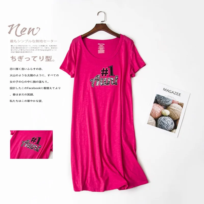 Летняя Повседневная Ночная рубашка с мультяшным принтом размера плюс 3XL для девочек, женские пижамы из хлопка, женское платье для сна с коротким рукавом и круглым воротником