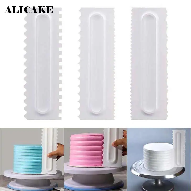 

1Pc Cake Scraper Fondant Mousse Cream Irregular Teeth Edge Cream Spatula Edge Smoother Cake Spatula Baking Pastry Kitchen Tools