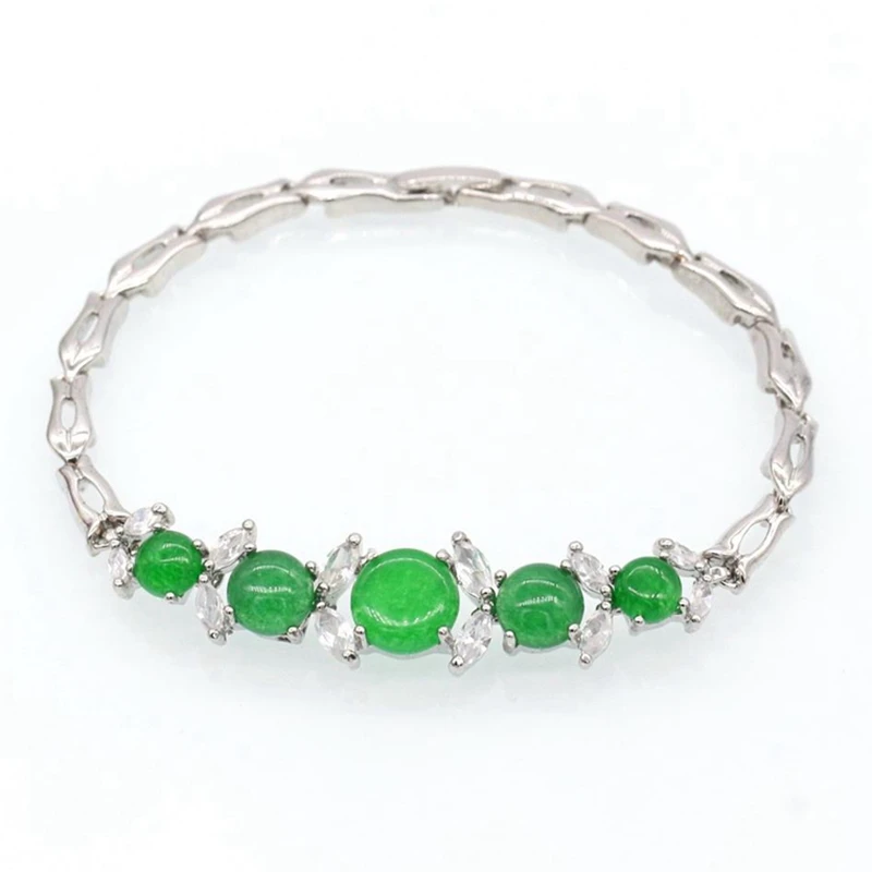 GZJY Fashion Bangles Gold Color Natural Malaysian Green Stone&AAA