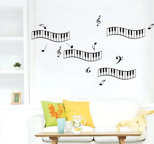 New Design Music Theme Home Decorative Wall Stickers Piano Keys Musical
