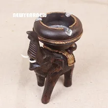 Год креативное искусство предметы интерьера Ретро тайский стиль DIY слон уникальная деревянная пепельница украшение дома