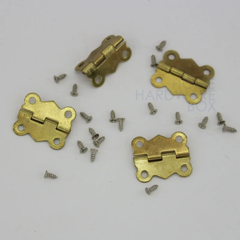 Messingüberzogen Mini Scharnier Antike Bronze Dekor Schmuck Holzkiste Schrank ZG