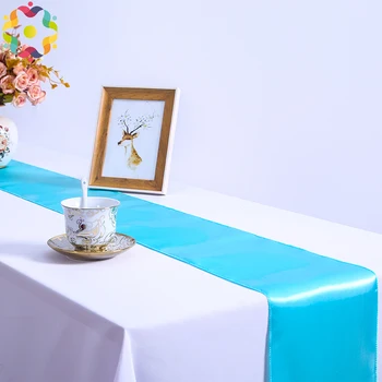 

Satin Table Runner Wedding Party Reception Banquet Colorful Home Textile Decorations Elegant Home Decor Table Runner