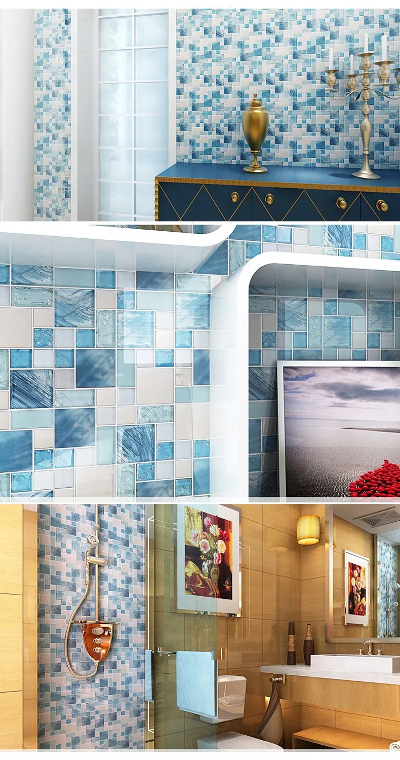 Modern Penjualan 11 Lembar Banyak Biru Laut Kaca Ubin Backsplash Dapur Ubin Kamar Mandi Cermin Perak Stainless Steel Perapian Deco Mesh Mirror Tile Backsplash Bathroom Mirror Tiletile Backsplash Aliexpress