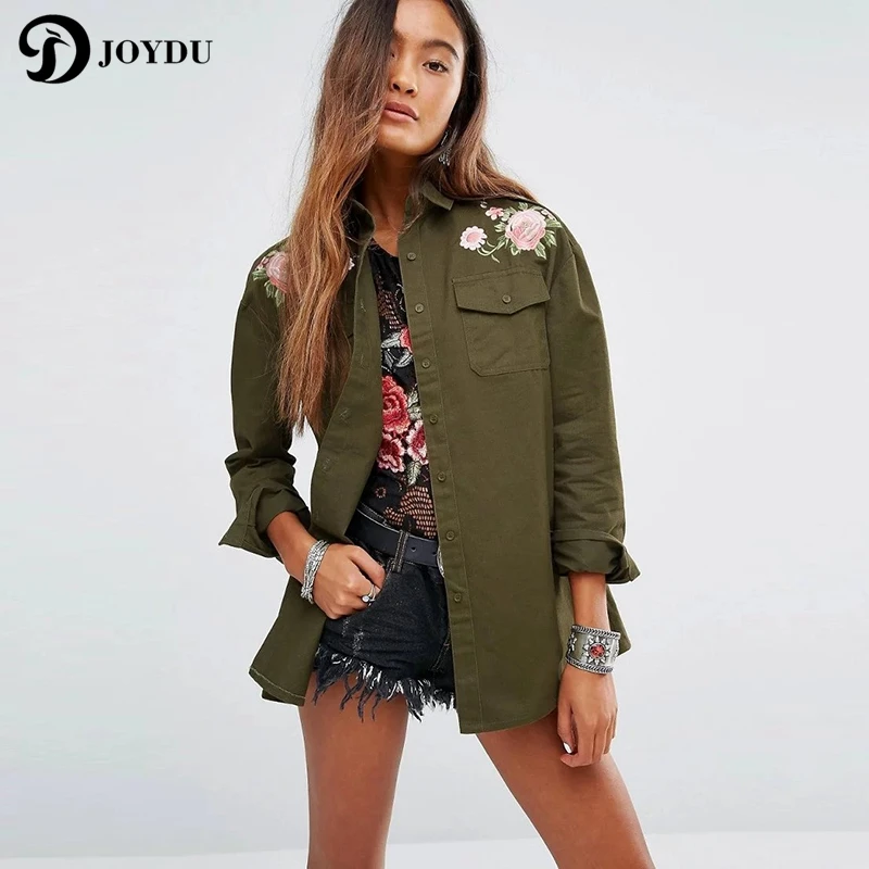 JOYDU Brand Female Jackets for Women Fashion Army Green Coat 2017