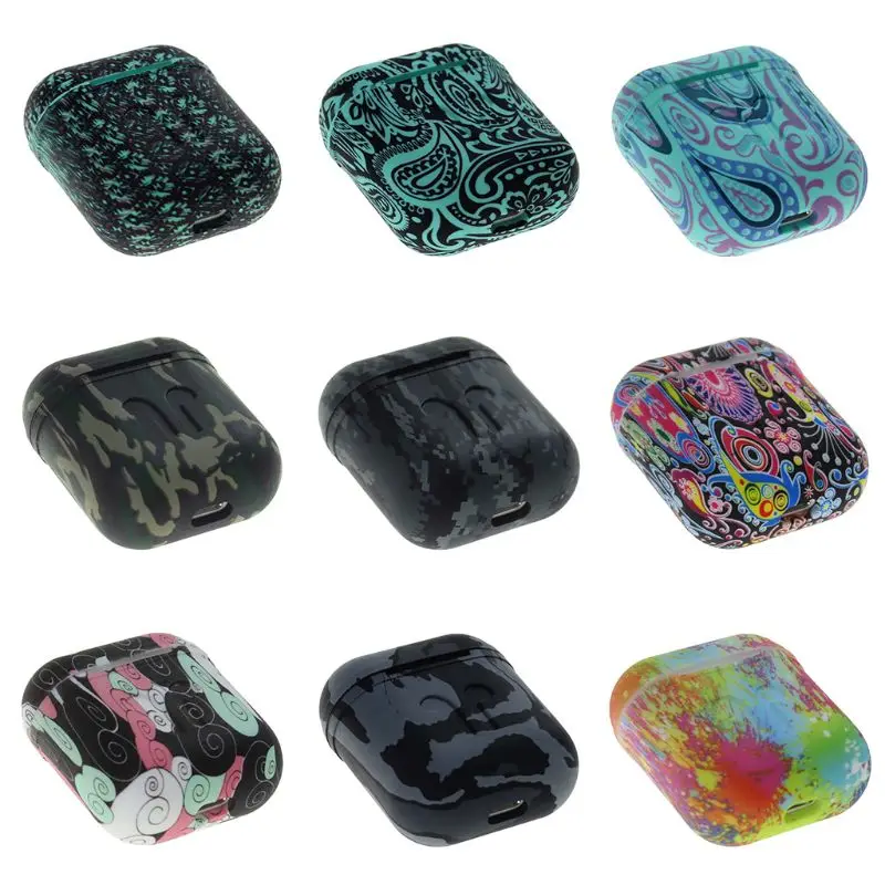 

Silicone Earphone Case Shockproof Protector Cover With Carabiner For Airpods Beautiful unique Pattern gai