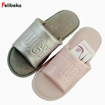 

Spring/Autumn Cute letter slippers and lovely at Home Furnishing indoor PU slipper FOR women pink/gray