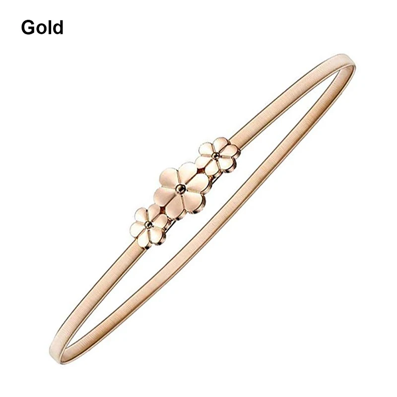 

Fashion Leaf Elegant Women Belts Elastic Decorative High Waist Metal Belt Clothing Accessories Solid Color Floral Petals Slash