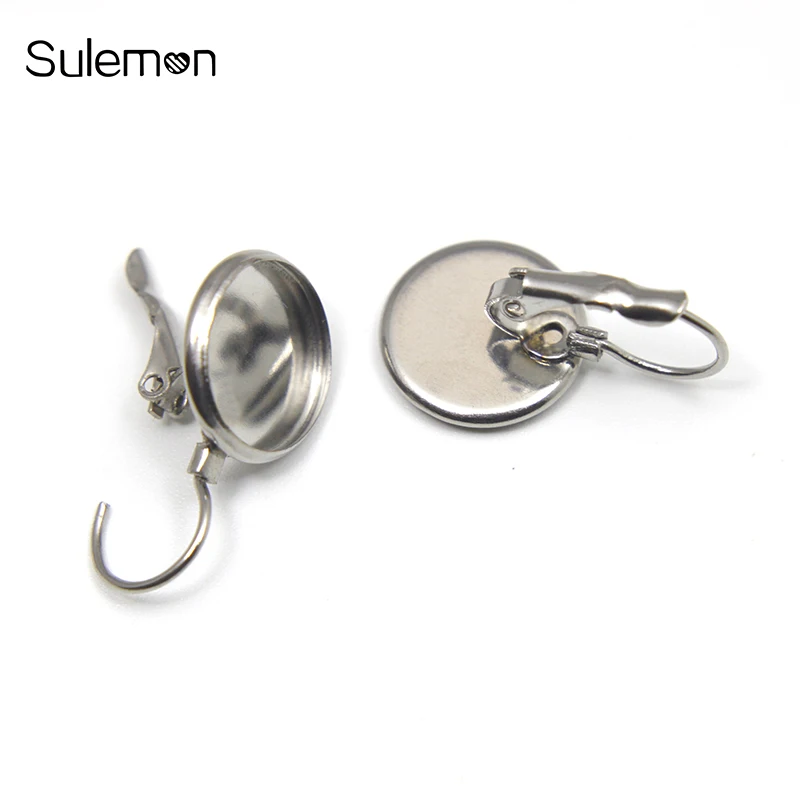 

10pc/Lot 12mm Stainless Steel French Lever Back Earrings Base Earring Parts Fit 12mm Glass Gemstone Cabochon JF17