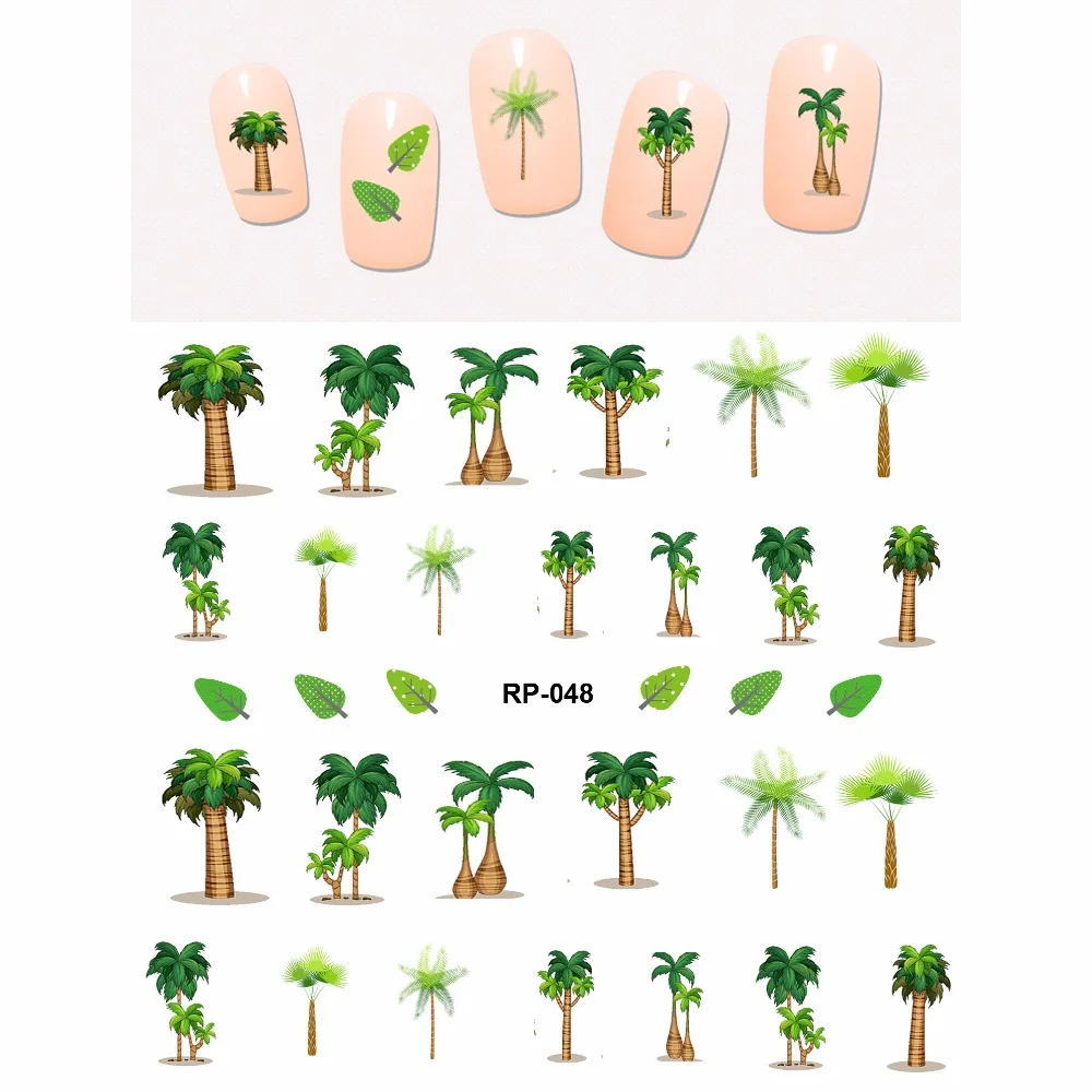 US $0 39 NAIL ART BEAUTY NAIL STICKER WATER DECAL SLIDER CHRISTMAS XMAS TREE PALM COCONUT CARTOON TREE RP043 048 Water Decals Stickers Waternail