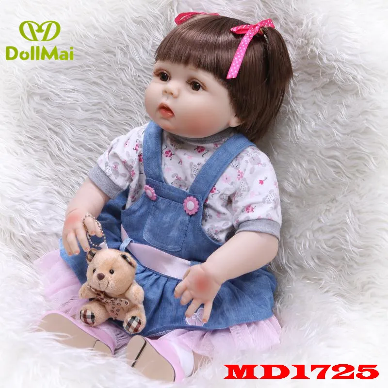 

Full silicone reborn baby doll 22"55cm cute girl reborn babies toddler princess doll high quality child gift toy bebes reborn