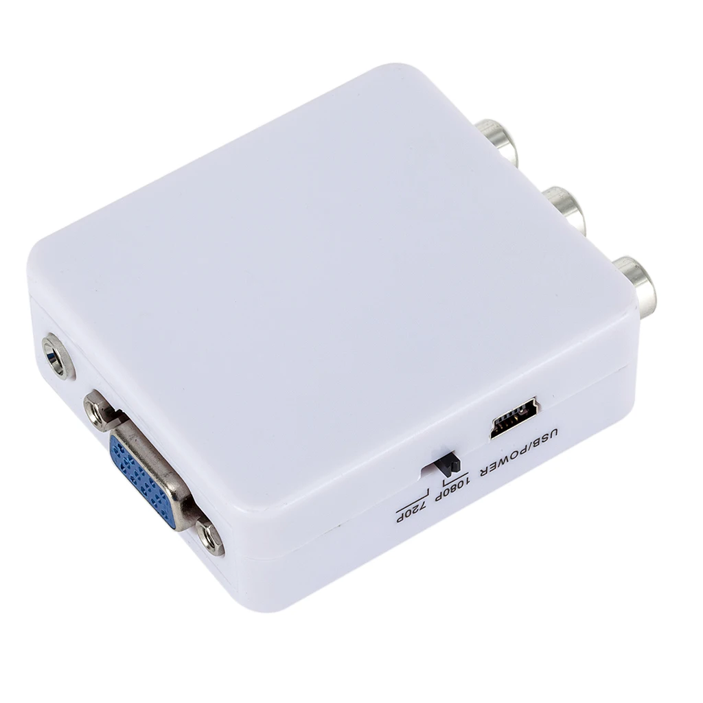 Mini HD Video Converter Box Convertitore AV2VGA AV RCA CVBS a VGA Video Converter Conversor Con 3.5