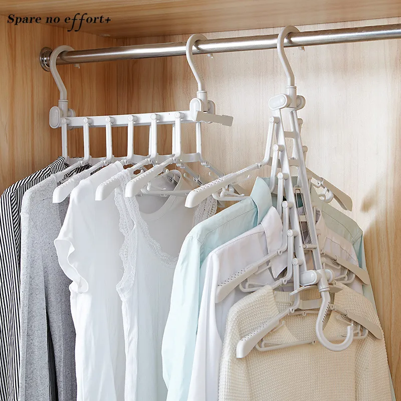Foldable Home Storage Clothes Hanger Plastic Multi port Support Hangers