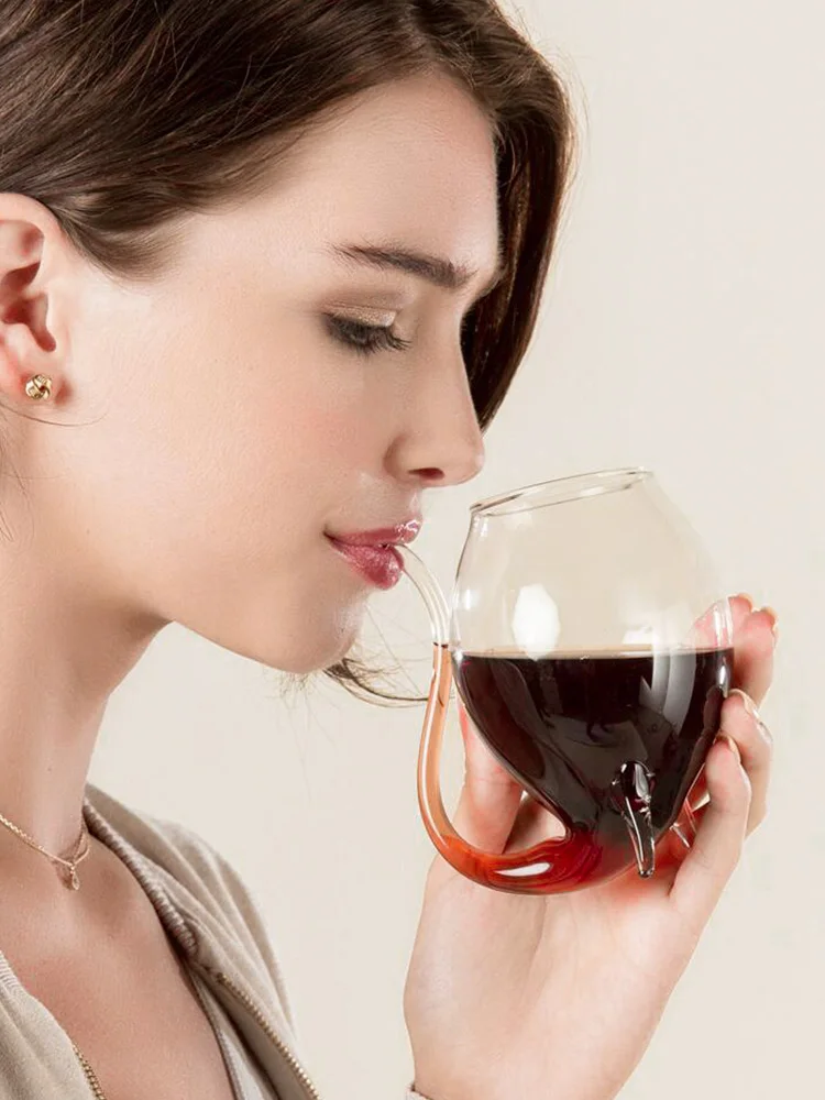 

Nordic creative sippy cup red wine glass juice drink beer mug handmade heat-resistant glass bar personality wine glass