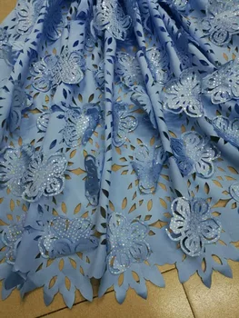 

African Lace Fabric 2019 High Quality Lace French Burning flower 3D Fabric Stones Nigerian Tulle Lace Fabrics For Woman Dress