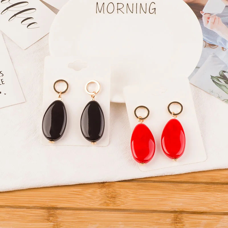 Trendy Dangle Fashion Resin Earrings for Women Big Long Geometric Red Acrylic Drop Earring Round Metal Wedding Gifts New Jewelry (4)