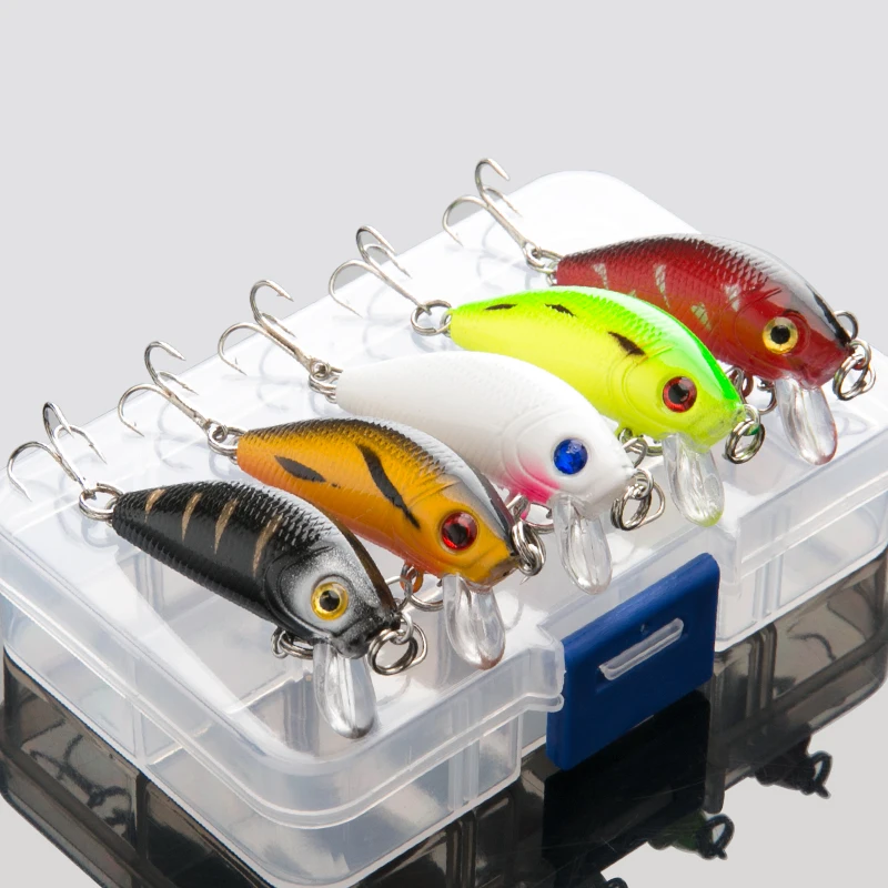 

DONQL Minnow Hard Bait 5pcs/Box Wobblers Crankbait Fishing Lure 5cm 3.6g Artificial Swim bait With Box Sharp Hooks Pesca Tackle