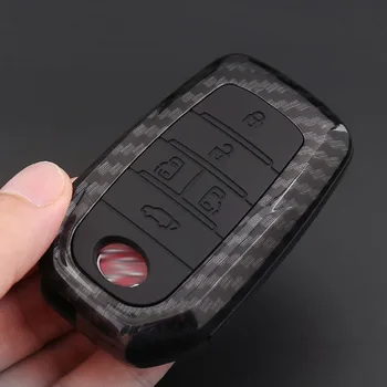 

ABS Carbon Fiber Shell+Silicone Cover Remote Key Holder Fob Case&KeyChain For Toyota Series C Type