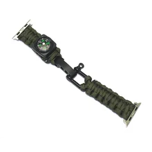 Открытый выживания держать Безопасность Мини инструмент браслет армейский зеленый многофункциональный компас термометр Регулируемый Соединительный ремень