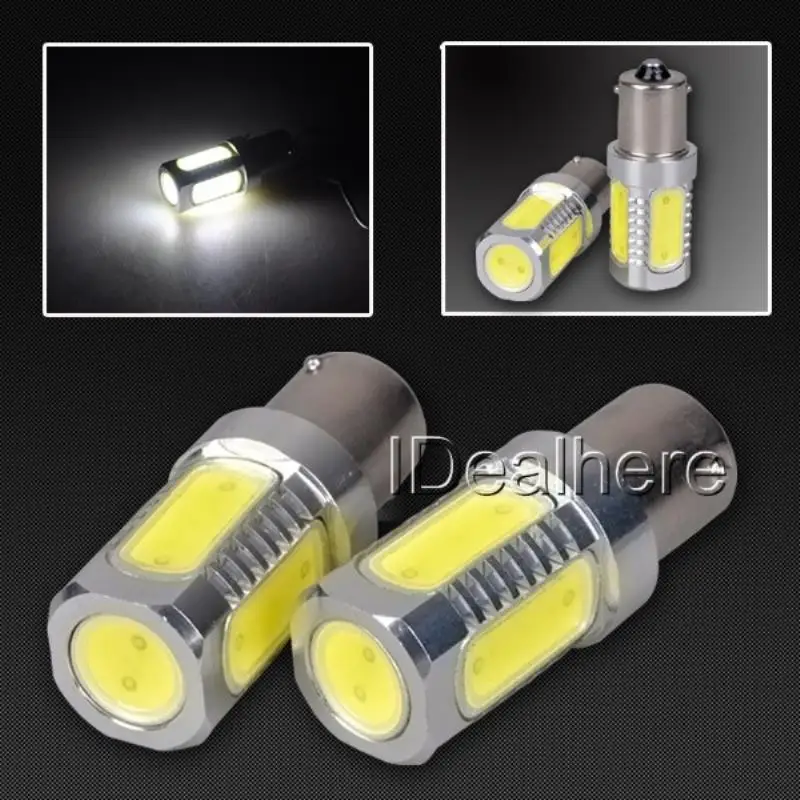 

Mayitr 2pcs/lot 1156 Ba15s 7.5W 5 LED Car Side Light Warm White Super Bright White Backup Light Bulb 12-24V