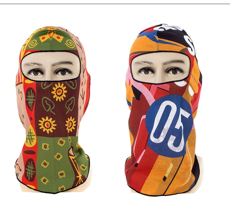 Ультратонкая дышащая красочная велосипедная маска с принтом для лица, ветрозащитная Лыжная маска для защиты шеи, Балаклава, маска для всего лица