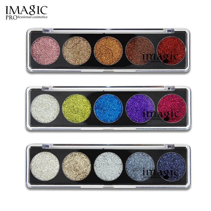 IMAGIC 5 Color Glitter Eye Shadow Bright Rainbow Eye Shadows Cosmetic