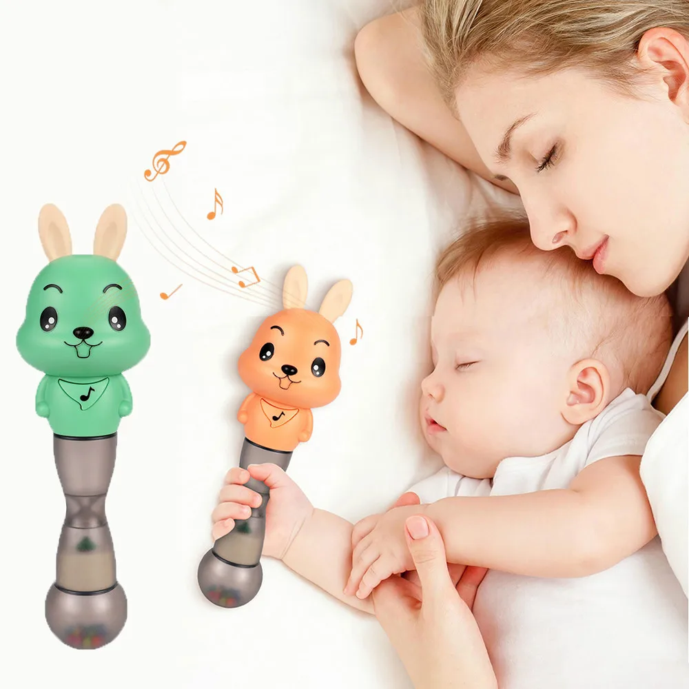 

Tumama Baby Rattles 4 in 1 Music Sand Hammer Toy Baby Toys Flashing Educational Toys For Babies Early Learning Toys For Newborns