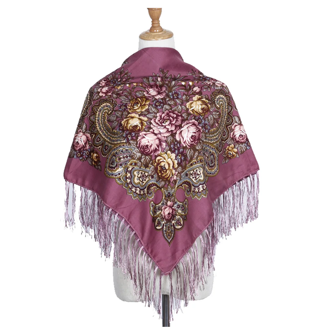 Национальный стиль квадратный модный декоративный шарф для женщин ручной работы с кисточками Цветочный Дизайн шарфы одеяло шаль платок - Цвет: 8