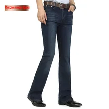 Высококачественные Стрейчевые расклешенные джинсы для мужчин, Умные повседневные джинсы-клеш, деловые расклешенные брюки, большие размеры, брюки, размер 26~ 40