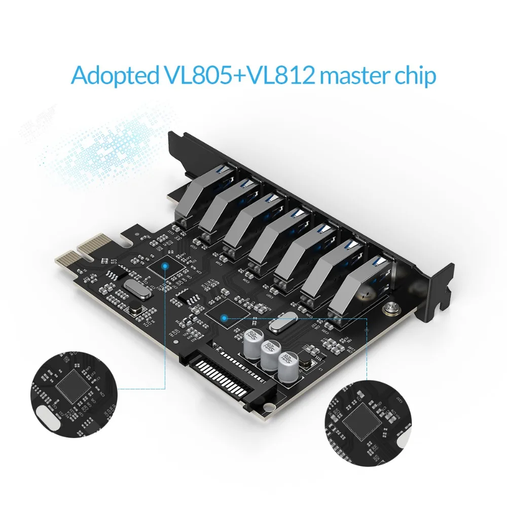Высокоскоростная экспресс карта ORICO с 7 портами USB3.0 5 Гбит/с PCI E 15 контактным
