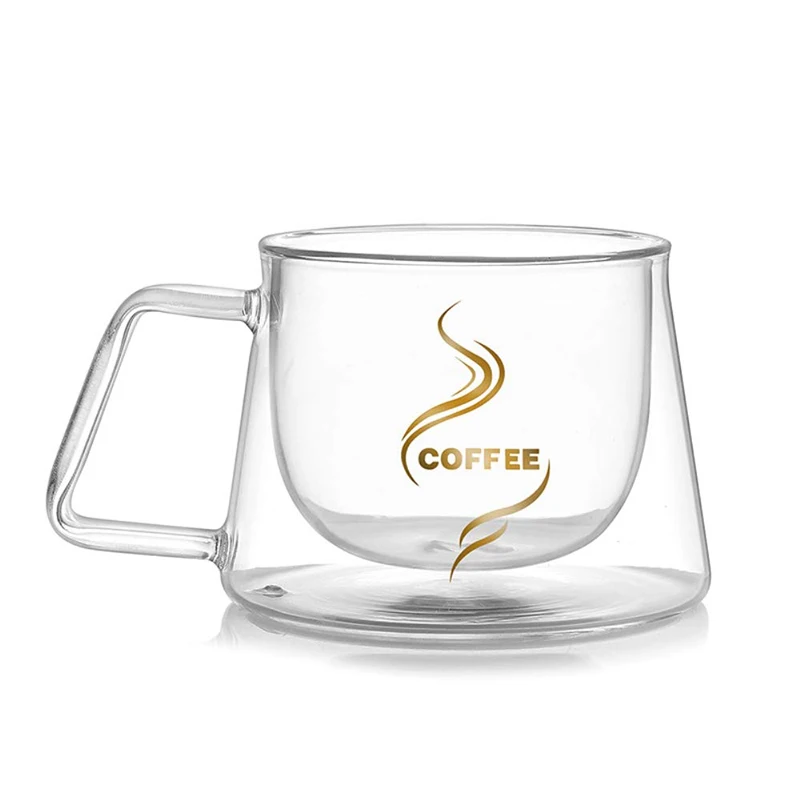 UPORS Double Glass Coffee Cups 200ml Transparent Coffee Mug Double Wall