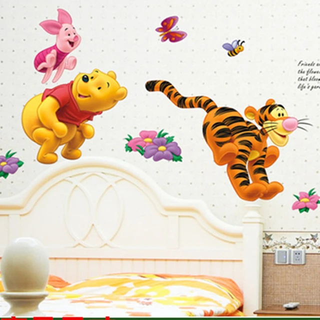 Winnie the Pooh Bear Tiger wall stickers for kids rooms adesivo de parede Cartoon kindergarten Wall decal Nursery Room Decor