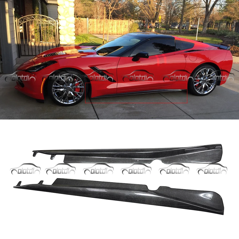 

For Stingray Style Side Skirts Apron Extension Lip Carbon Fiber For Chevrolet Corvette C7 Car Styling