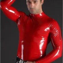 Мужская одежда с молнией на плече, латексные топы с молнией на плече