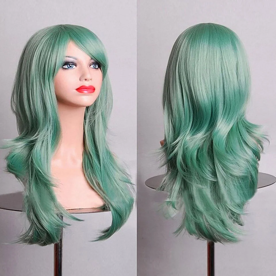 SHANGKE-Femmes-Synth-tique-Cheveux-Longs-Ondul-s-Rouge-Blonde-Rose-Vert-Brun-Violet-Cosplay