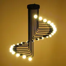 La industria Loft Vintage lámpara de hierro negro viento espiral escaleras lámpara colgante Retro sala de iluminación LED E27 110 V -240 V