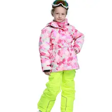 Phibee/водонепроницаемый лыжный костюм для девочек детская Лыжная куртка лыжные штаны ветроустойчивый сноуборд куртка зимняя куртка