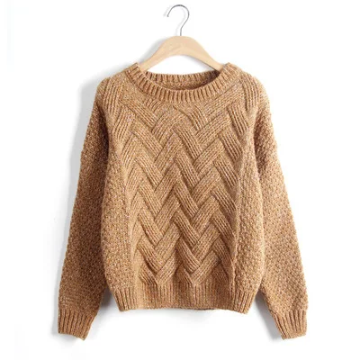 Осенне-зимний корейский свитер, толстый клетчатый вязаный свободный женский свитер, пуловер, Vestidos MMY16933 - Цвет: Цвет: желтый
