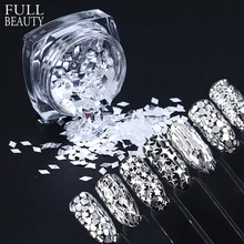 8 коробок/набор зеркальный серебряный блеск для ногтей порошок пыль Блестки для ногтей чешуйчатый маникюр Дизайн ногтей хром пигмент украшение кончик CH1506-09