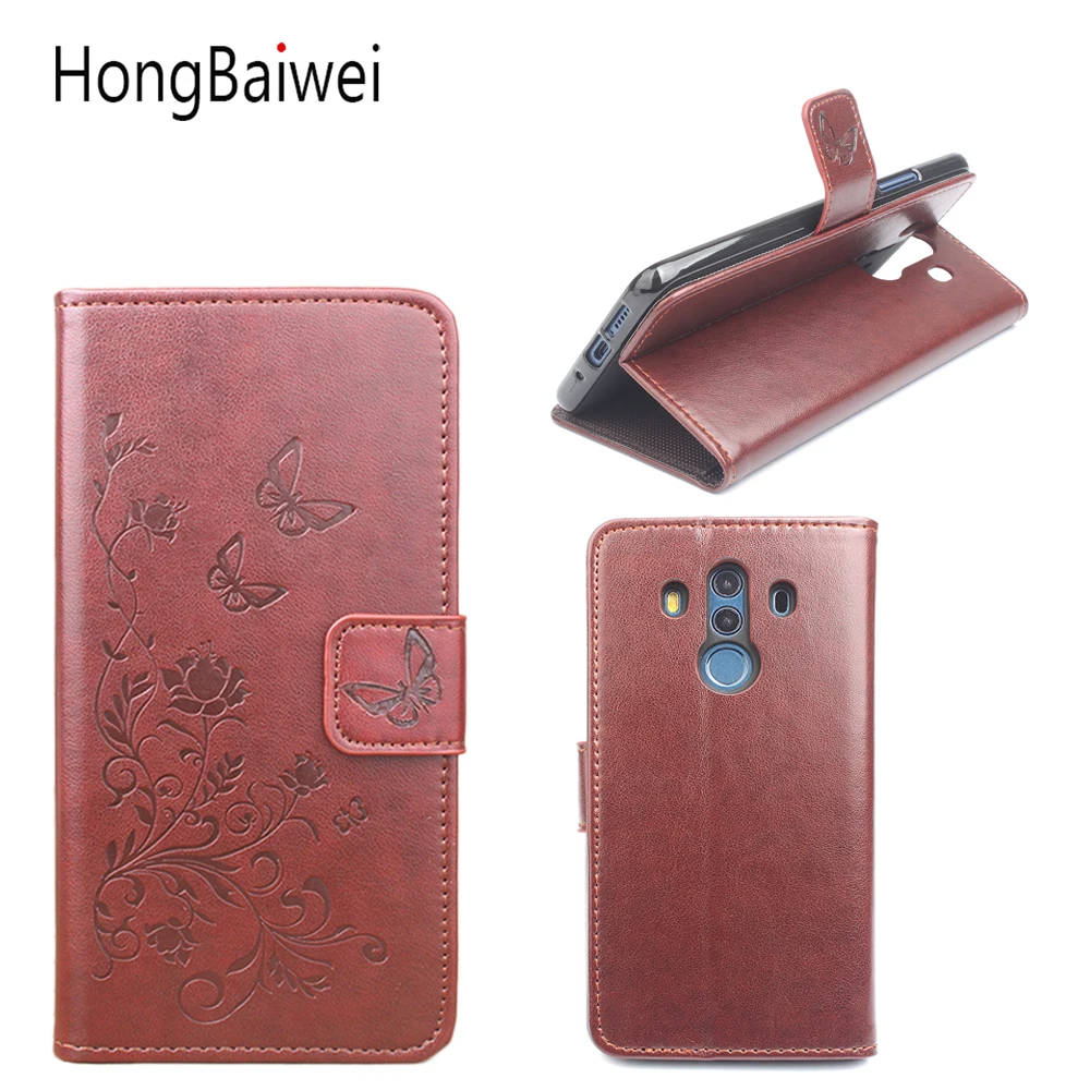 

HongBaiwei for 6.0 inch Huawei Mate 10 Pro Cover Wallet Style Fashion Embossed Flip Leather Cover Case for Huawei Mate 10 Pro