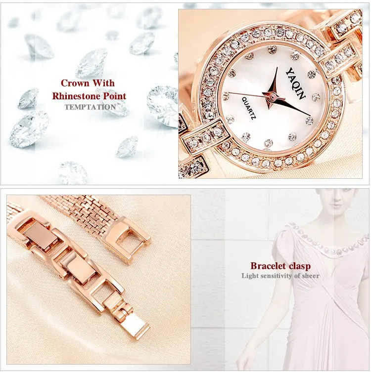 de luxo pulseira cobre quartzo senhoras simples