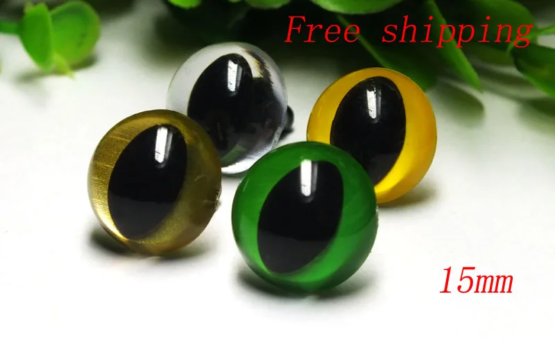 60pcs 15mmfour Mixed Color Plastic Safety Toy Cat Eyes Goldgreen