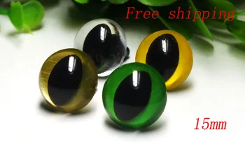 

60pcs 15mmfour mixed color plastic safety toy cat eyes gold-green-yellow-Whitecolor you can choose