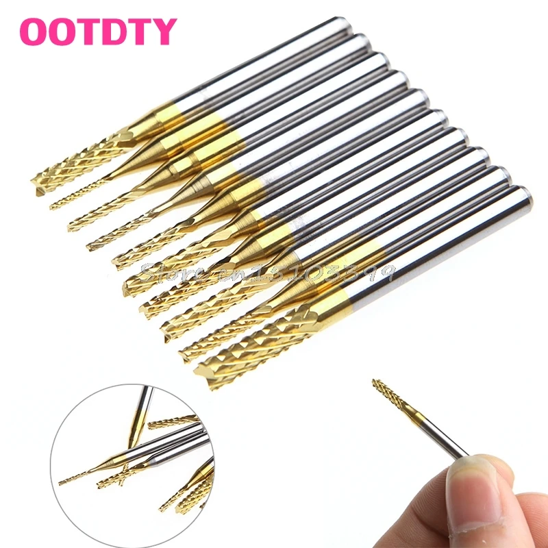 

10Pcs 1/8'' 0.8-3.175mm PCB Drill Bit Set Engraving Cutter Rotary CNC End Mill G08 Drop ship