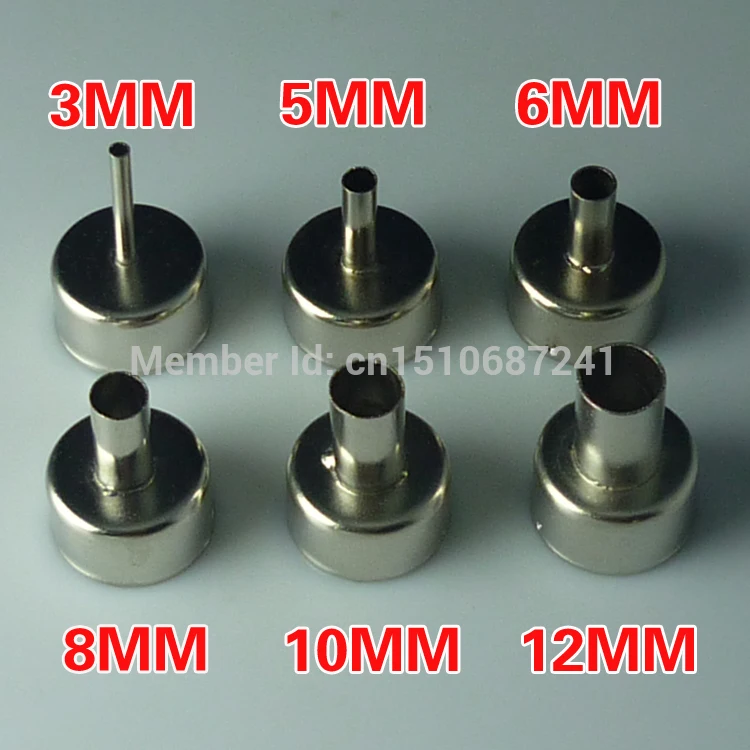 

6PCS Big Promation High Quality 6Pcs/Set 858 Heat Gun Nozzle Hot Air Desoldering Station Gun Mouth 3mm 5mm 6mm 8mm 10mm12mm
