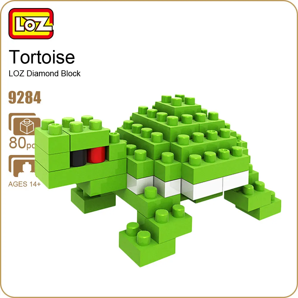 

LOZ Mini Building Blocks Green Sea Turtle Tortoise Diamond Bricks Diy Small Plastic Animal Figures Nano Block Figuring Fun 9284