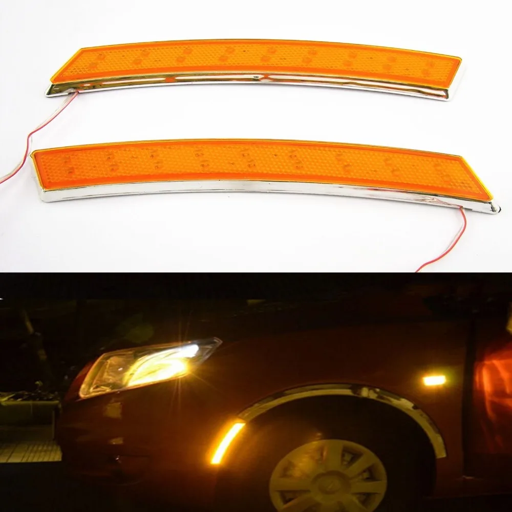 

Fuleem 2PCS Car SUV Wheel Eyebrow LED Yellow Side Marker Turn Signal Indicator 18 LED Light Lamp 12V Waterproof